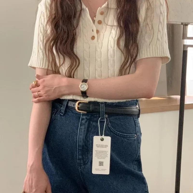 Harlee | Gebreide Polo Top