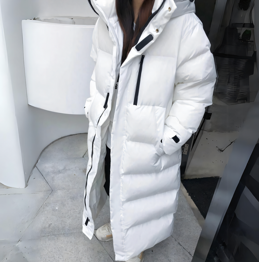 Lange Oversized Dames Maxi Puffer Winterjas met Capuchon
