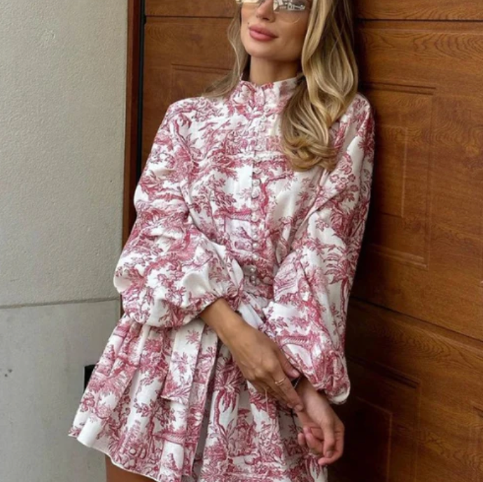 Rie | Romantische Bloemenjurk met Vintage Print