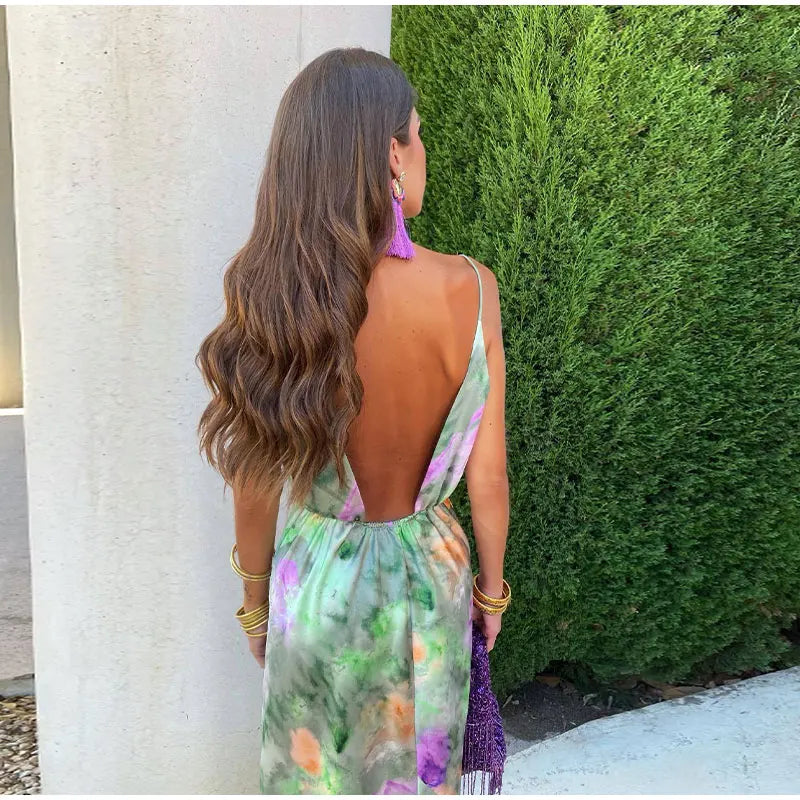 Chic Evening Maxi Dress with Spaghetti Straps for Women