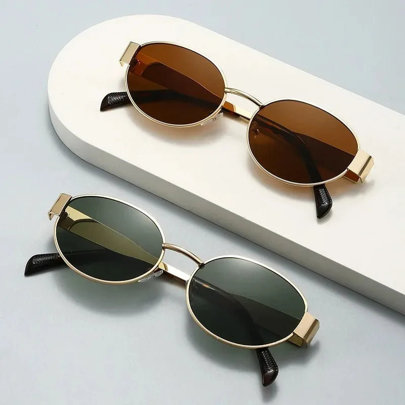 Retro Ovale Zonnebril Met Smal Design Voor Dames