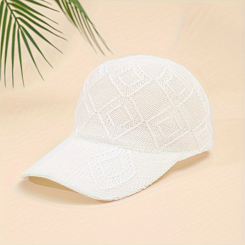 Malvina | Gehaakte Mesh Cap met Diamantpatroon – Wit