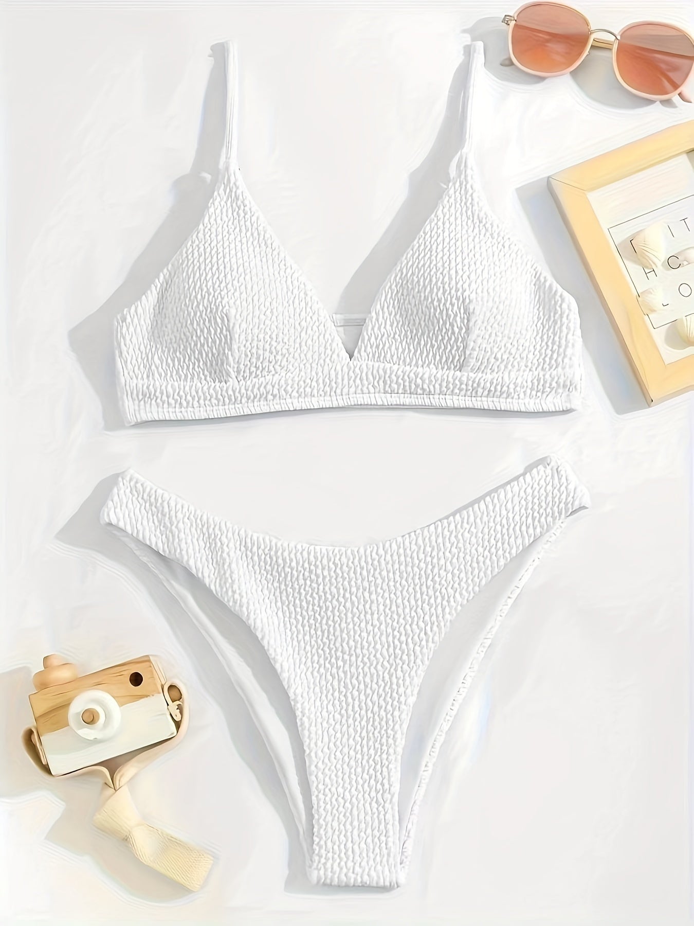 Mariessa | Minimalistische Bikiniset met Textuur en Triangel Top