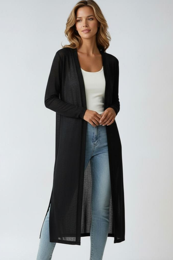 Long Soft Women's Cardigan With Open Front