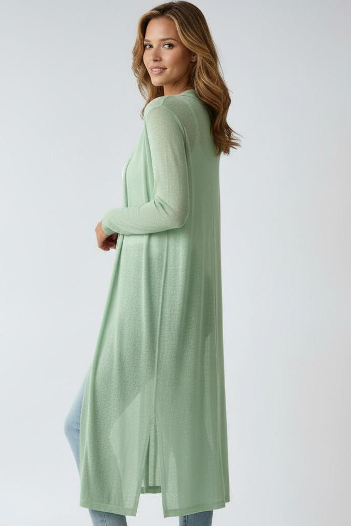 Long Soft Women's Cardigan With Open Front