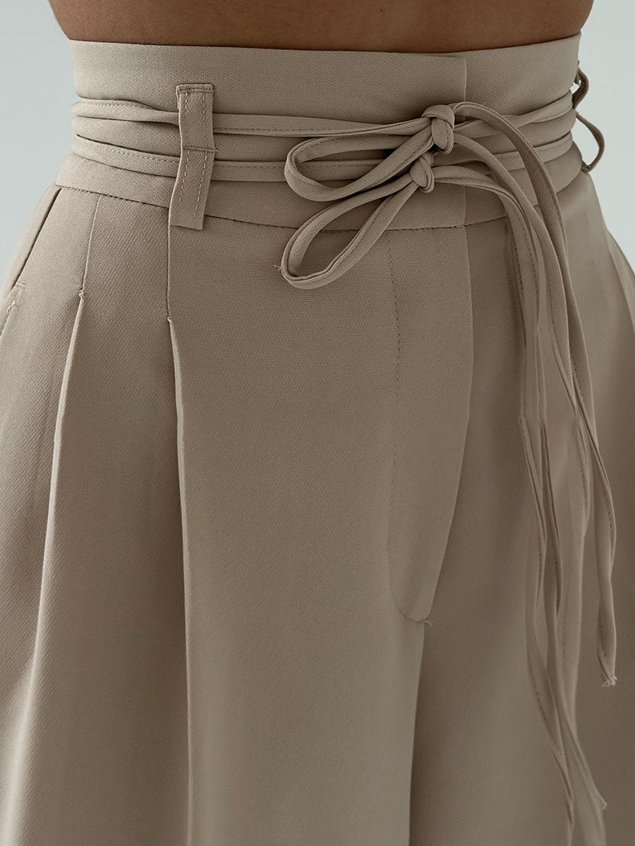 Comfortabele Dames Broek met Hoge Taille en Wijde Pijpen