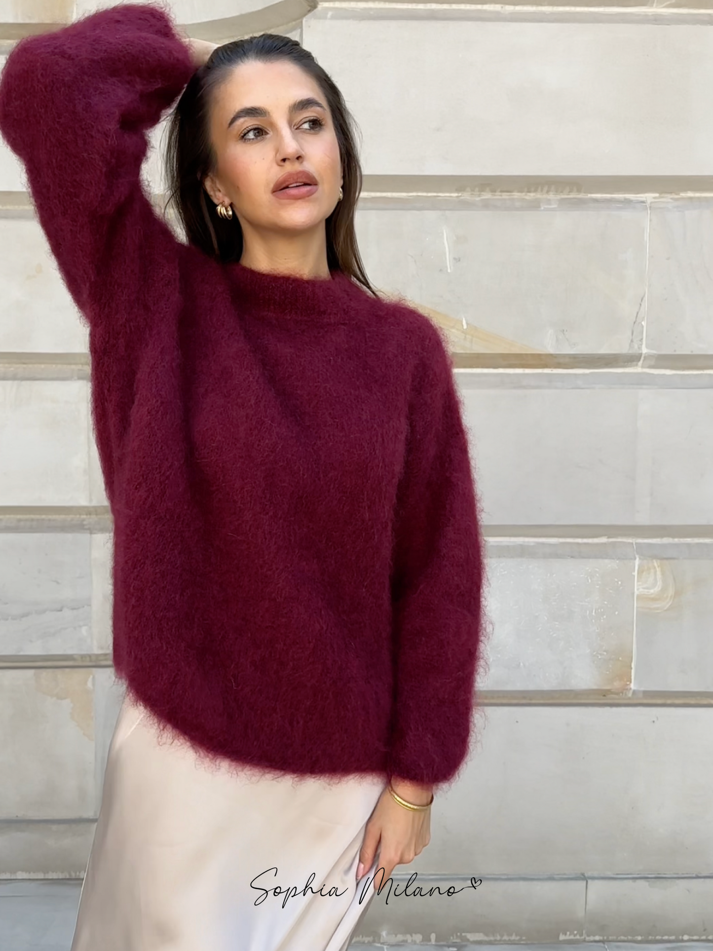 Luxe Oversized Dames Trui met Lange Mouwen en Ronde Hals