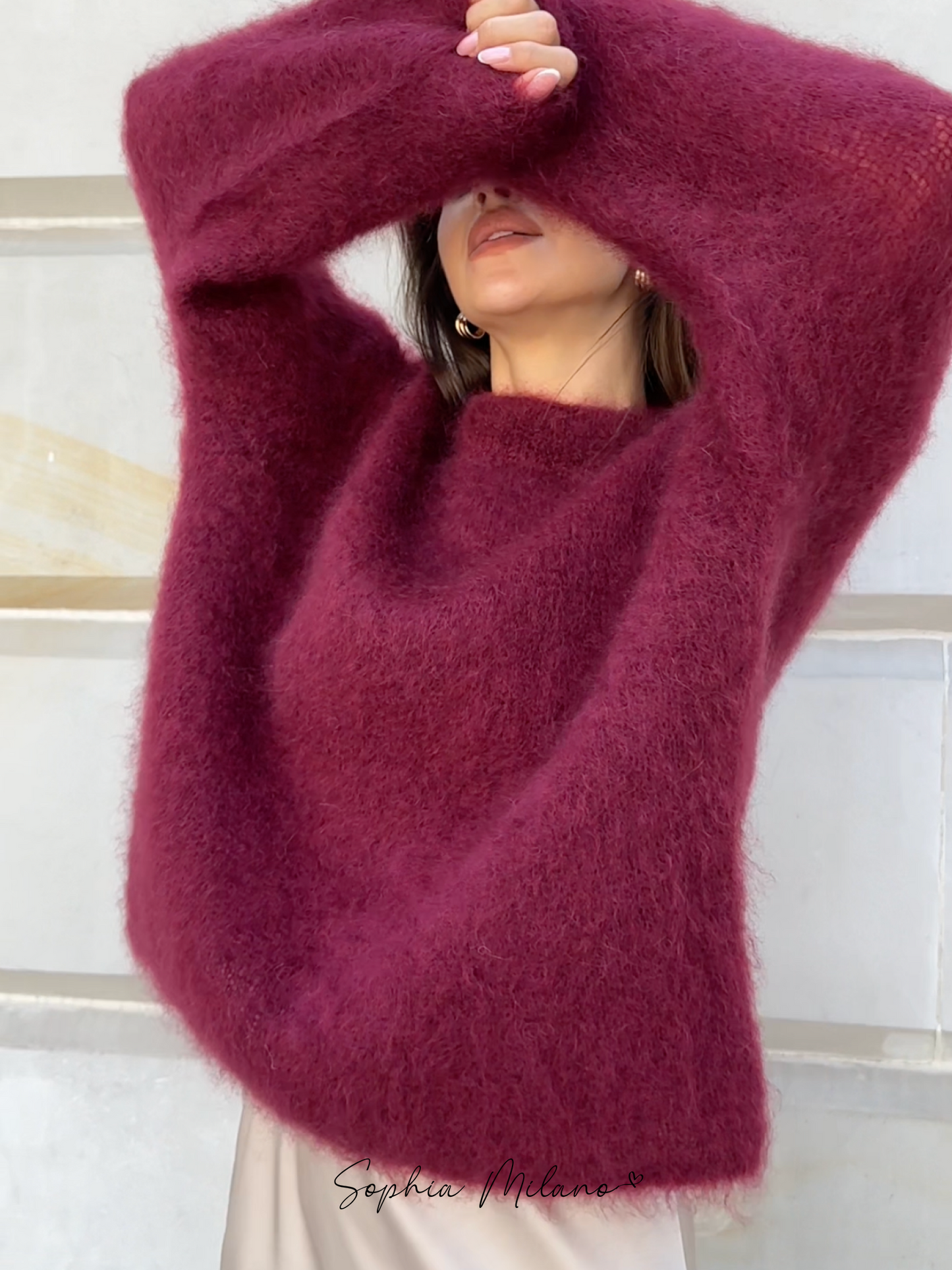 Luxe Oversized Dames Trui met Lange Mouwen en Ronde Hals