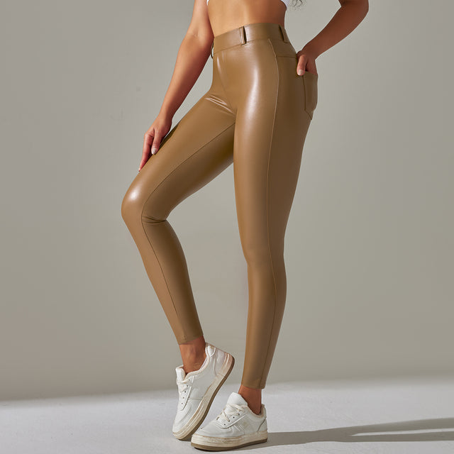 Angel | Glanzende Hoge-Taille Legging in Leerlook