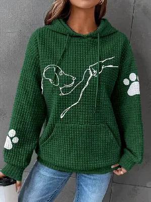 Warme Oversized Zachte Dames Hoodie met Hond Print