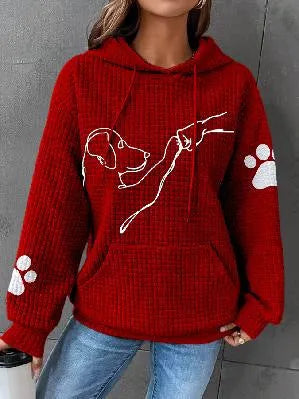 Warme Oversized Zachte Dames Hoodie met Hond Print