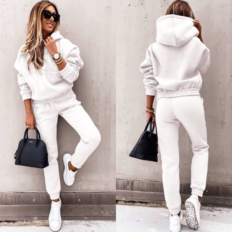 Luxury Women's Tracksuit Set with Hoodie and High Waist Pants