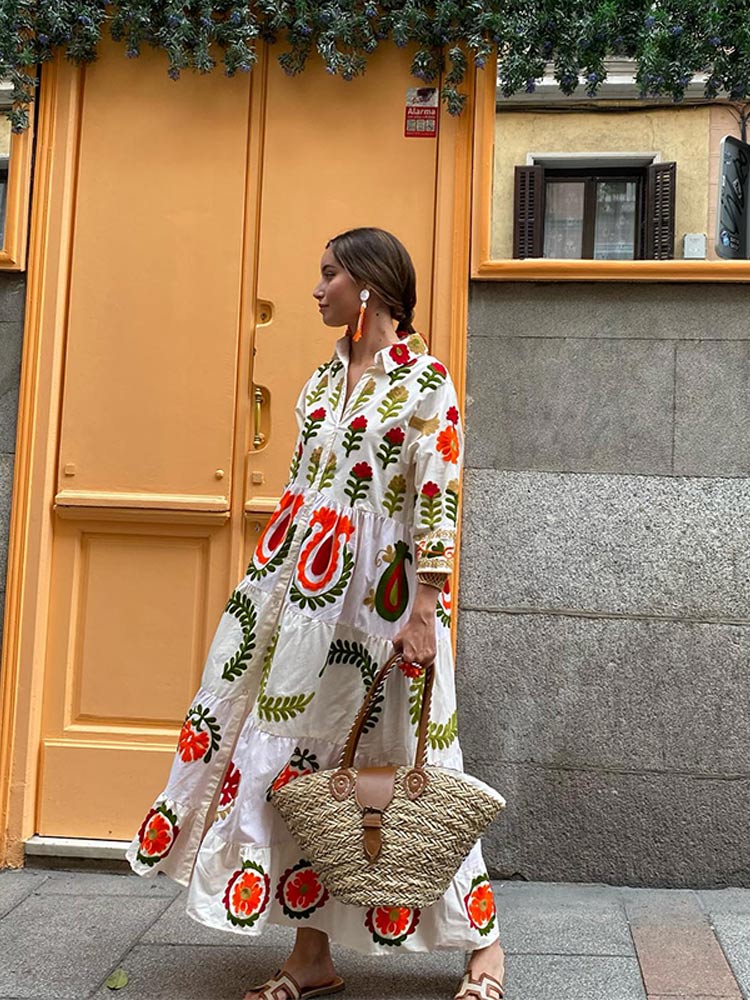 Rylien | Floral Embroidered Maxi Dress