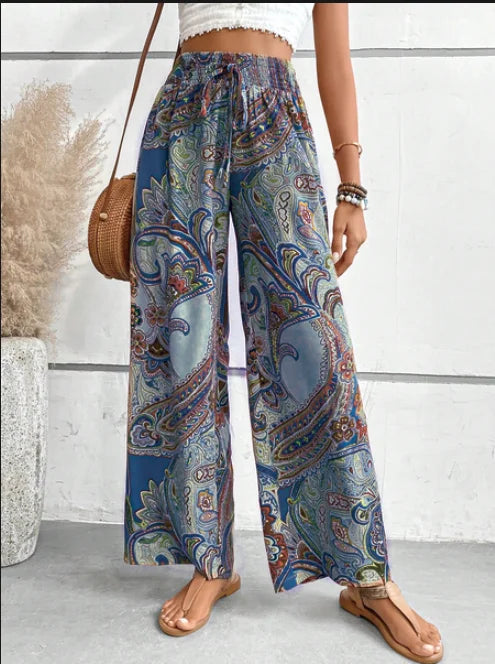 Theia | Boho Paisley Print Summer Pants