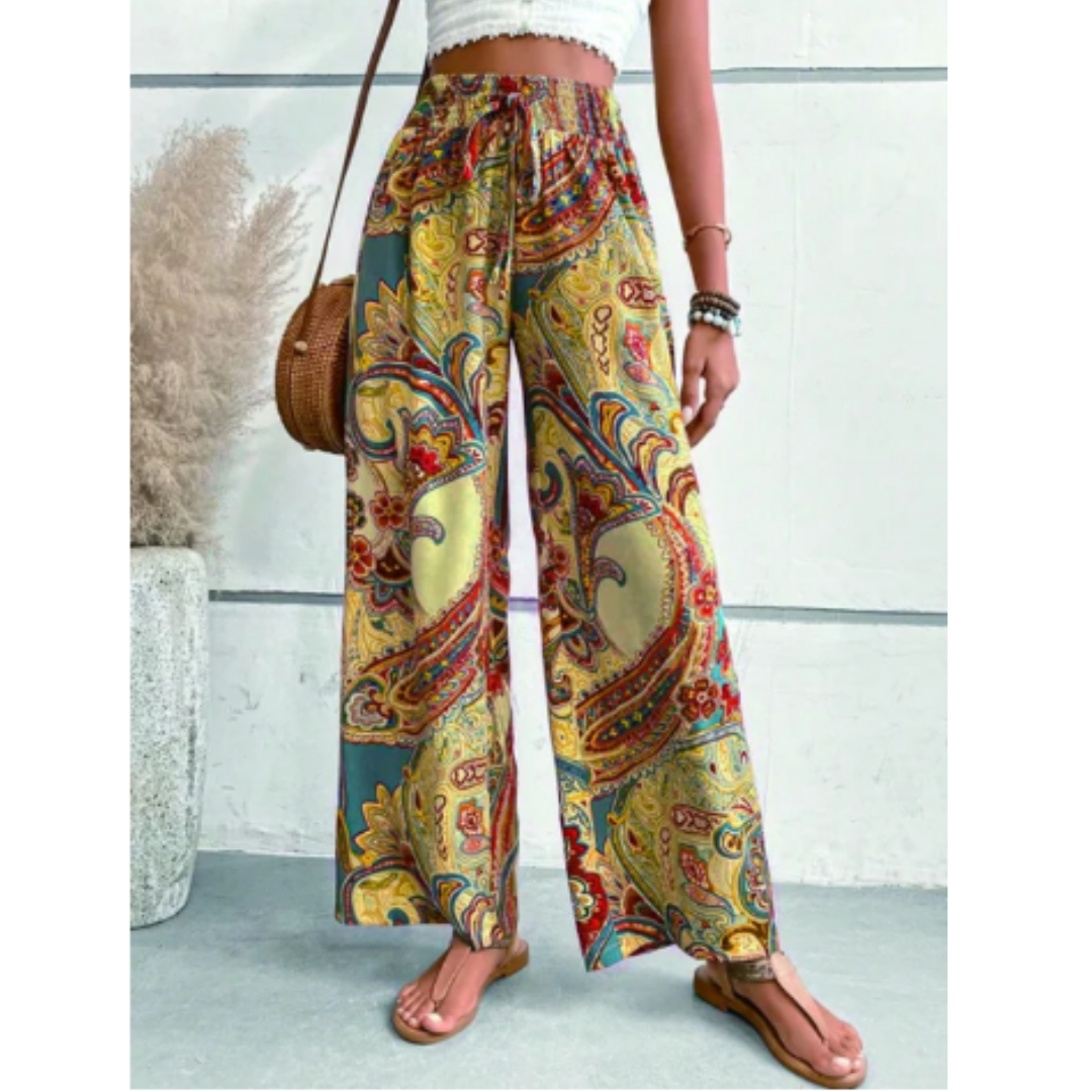 Theia | Boho Paisley Print Summer Pants