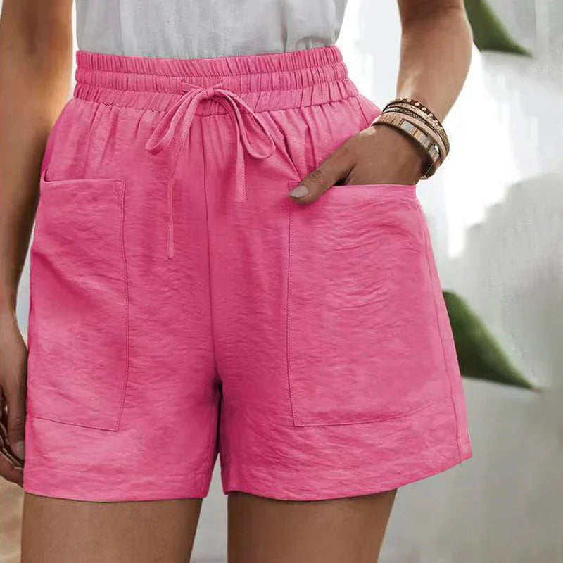 Balbina | Zomerse Linnen Shorts met Hoge Taille en Koordsluiting