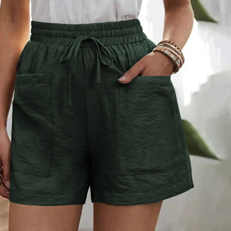 Balbina | Zomerse Linnen Shorts met Hoge Taille en Koordsluiting