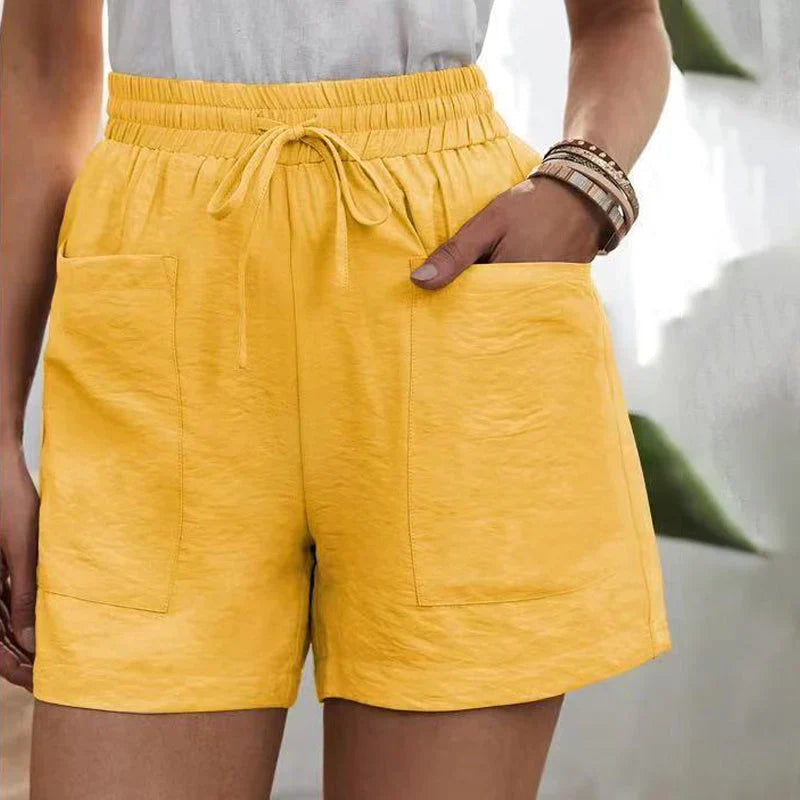 Balbina | Zomerse Linnen Shorts met Hoge Taille en Koordsluiting