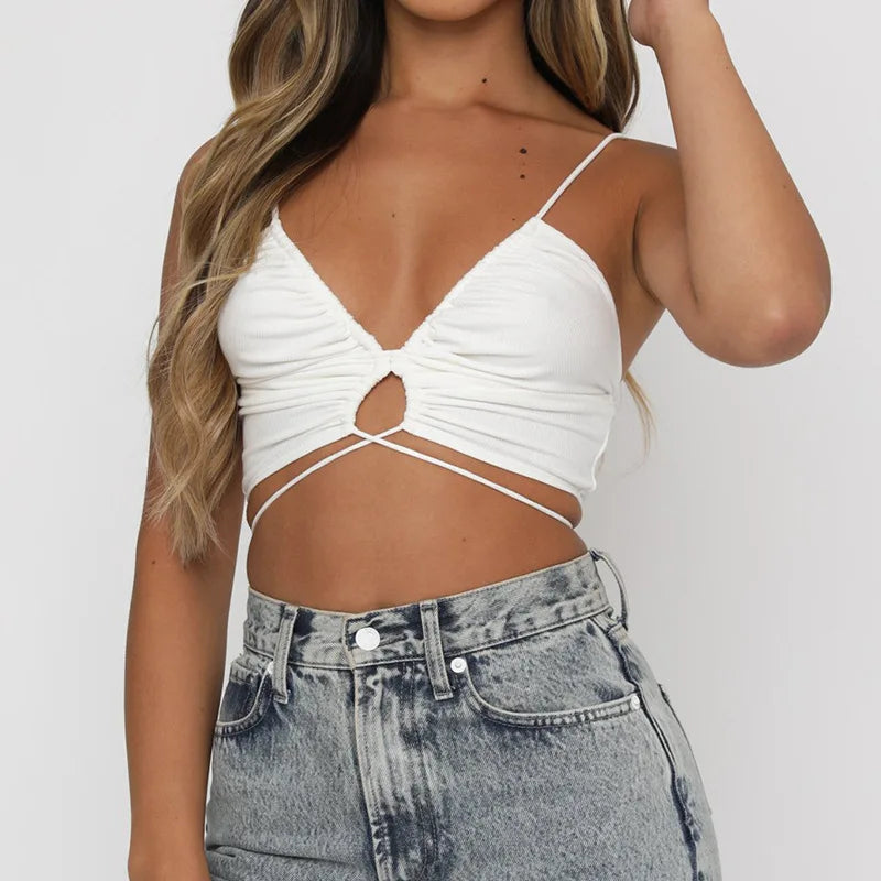 Didrika | Crop top z wycięciami i wiązaniami
