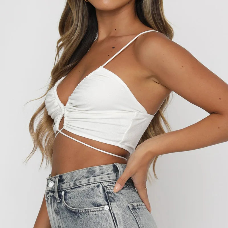 Didrika | Crop top z wycięciami i wiązaniami