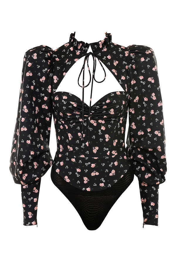 Brittnee | Bloemenprint Top met Romantische Cut-Out