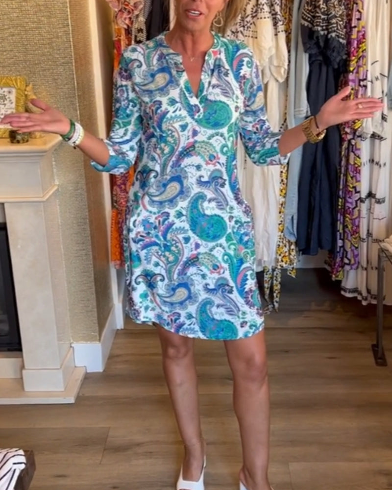 Doren | Paisley Print V-Neck Dress