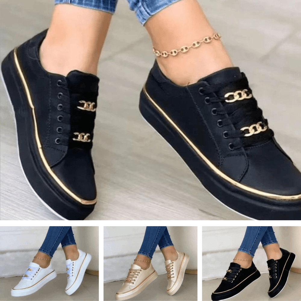 Dames Sneakers met Plateauzool en Gouden Ketting