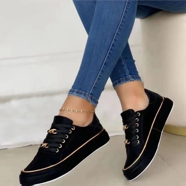 Dames Sneakers met Plateauzool en Gouden Ketting