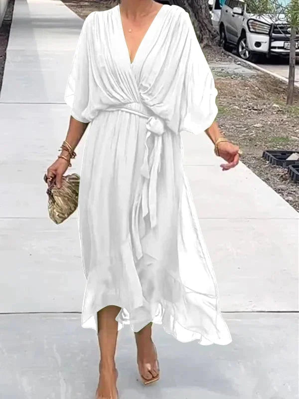 Chrissa | Zomerse Midi Jurk met Elegante V-Hals
