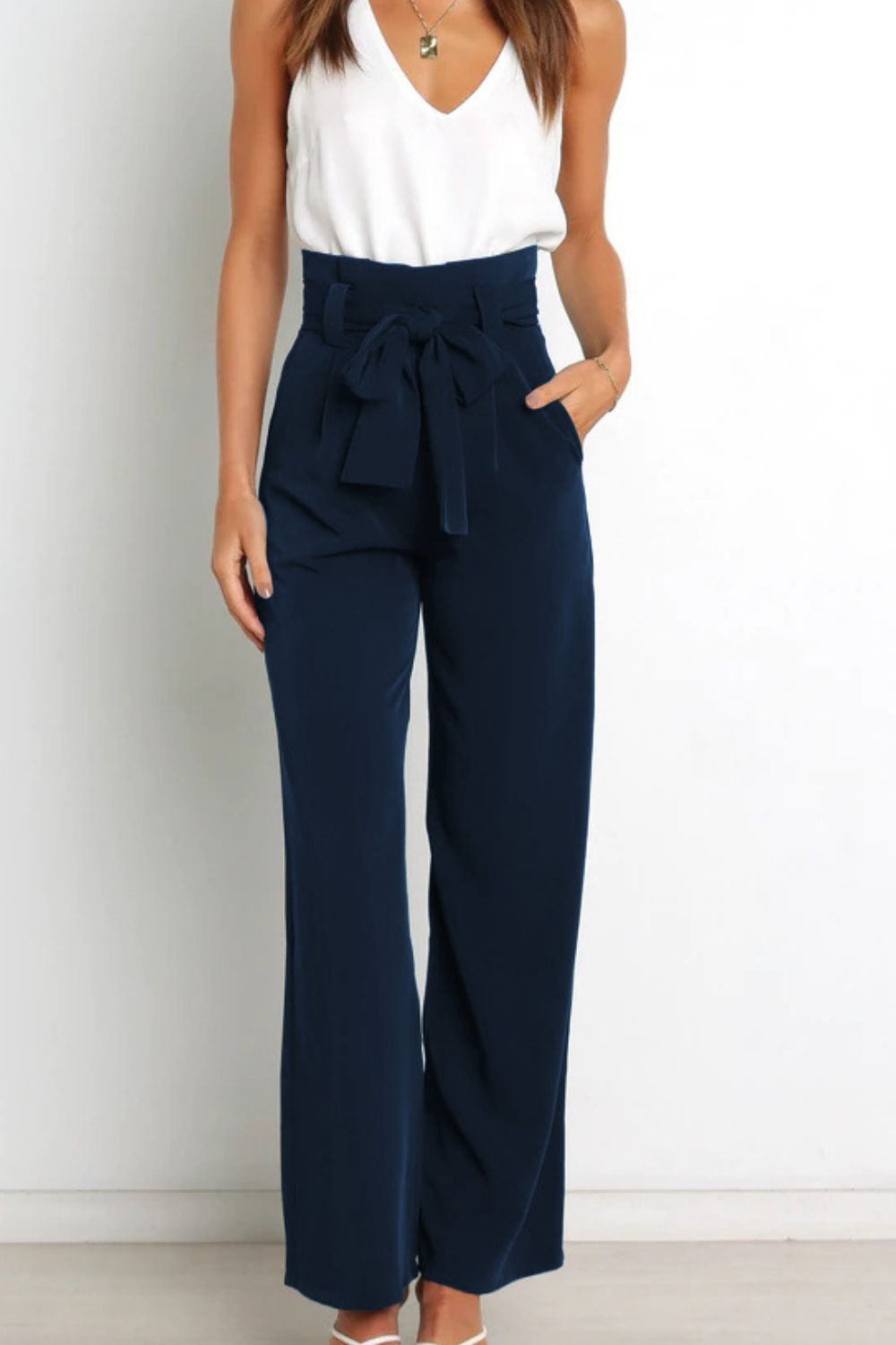 Fenna | High Waist Paperbag Pants with Bow Detail
