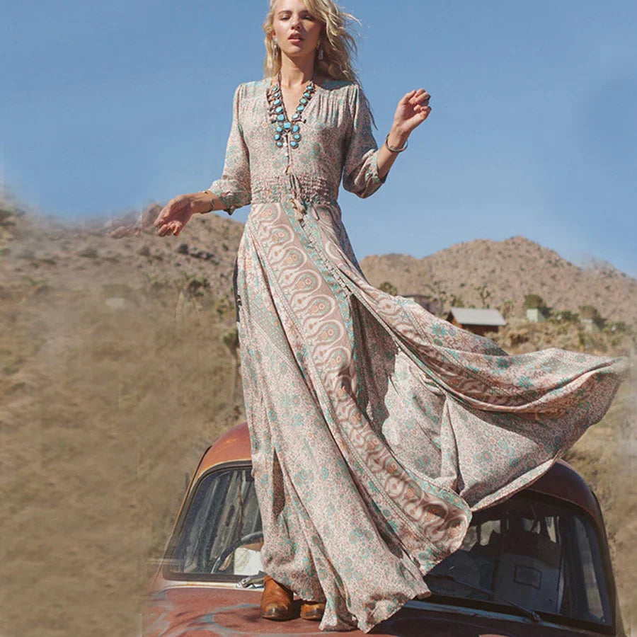 Nerisa | Bohemian Paisley Maxi Dress