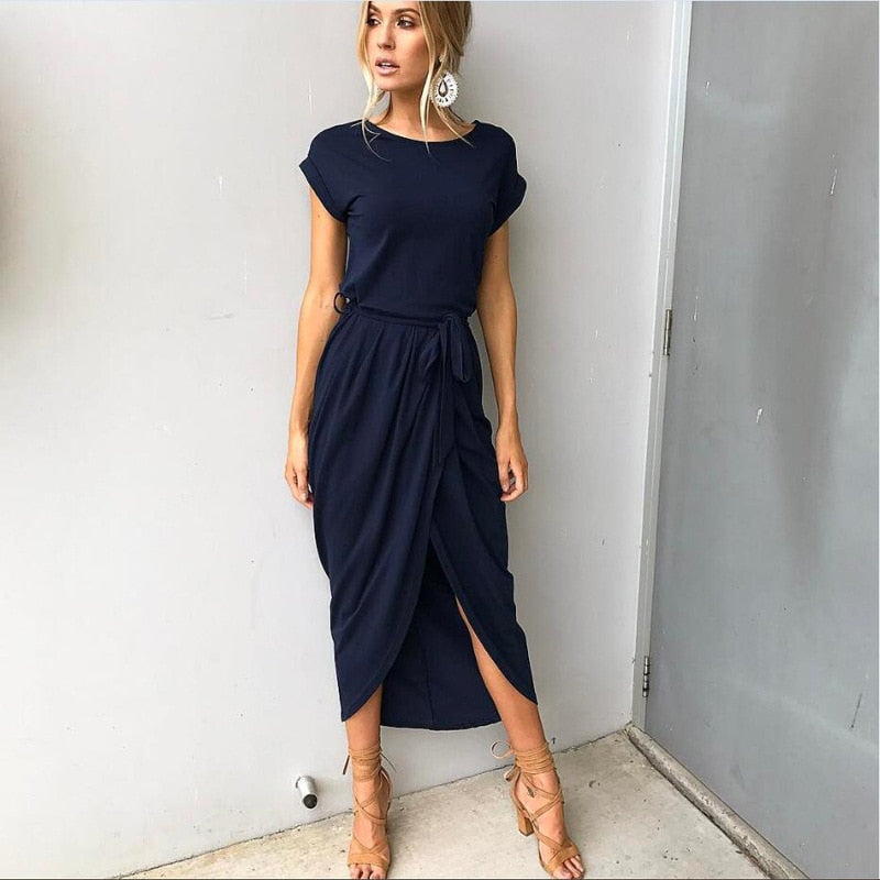 Olyvia | Elegant Navy Wrap Dress