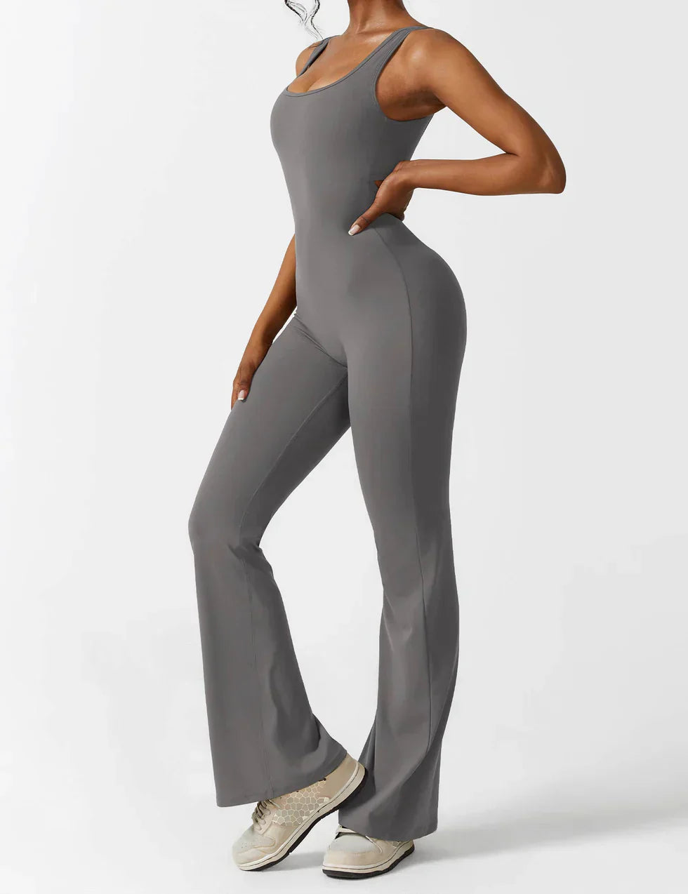 Cath | Sculpting Flare Jumpsuit with Open Back