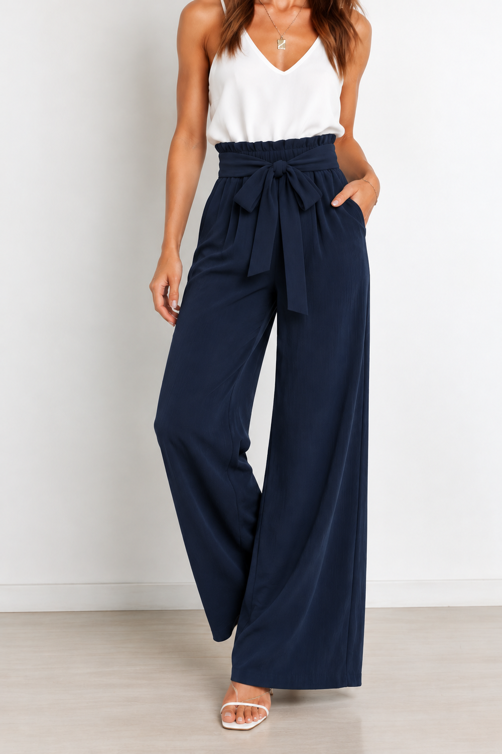Fenna | High Waist Paperbag Pants with Bow Detail