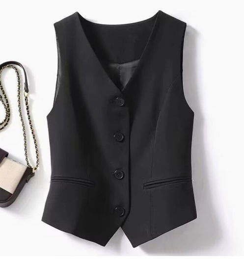 Elegante Dames Gilet met Knoopsluiting en V-hals