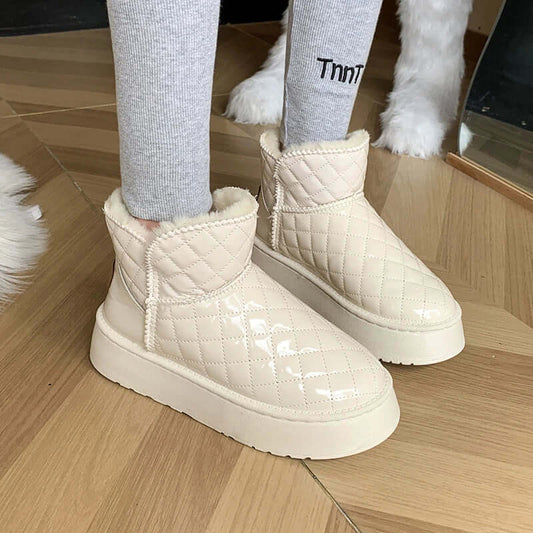 Dames Enkelboots met Warme Voering en Plateauzool