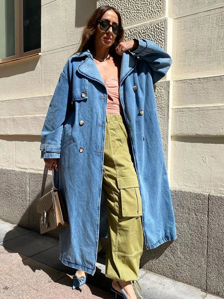 Light Denim Women's Jacket with Oversized Fit and Chic Look