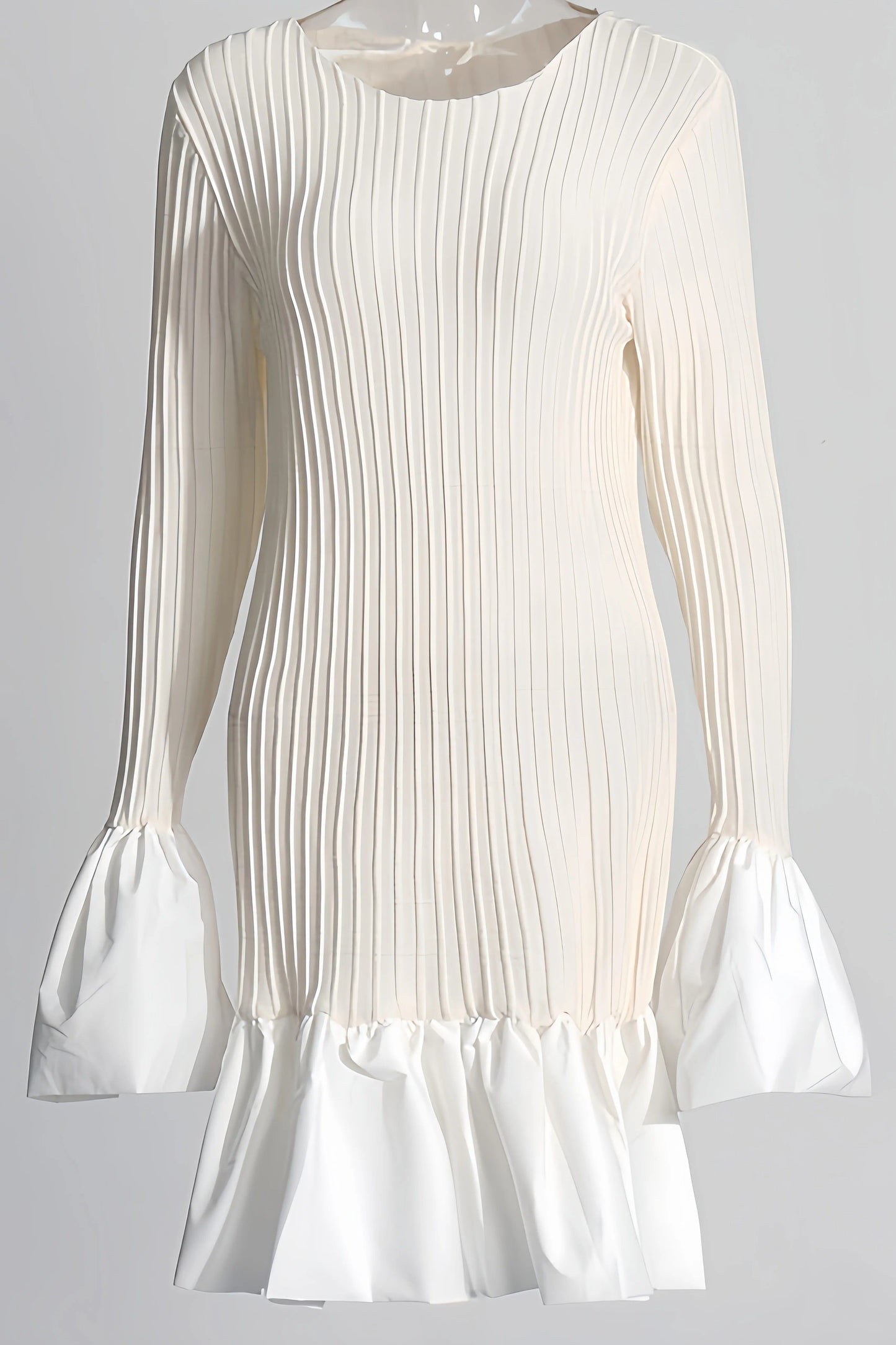Clara Dames Elegante Geplooide Witte Jurk - Mini