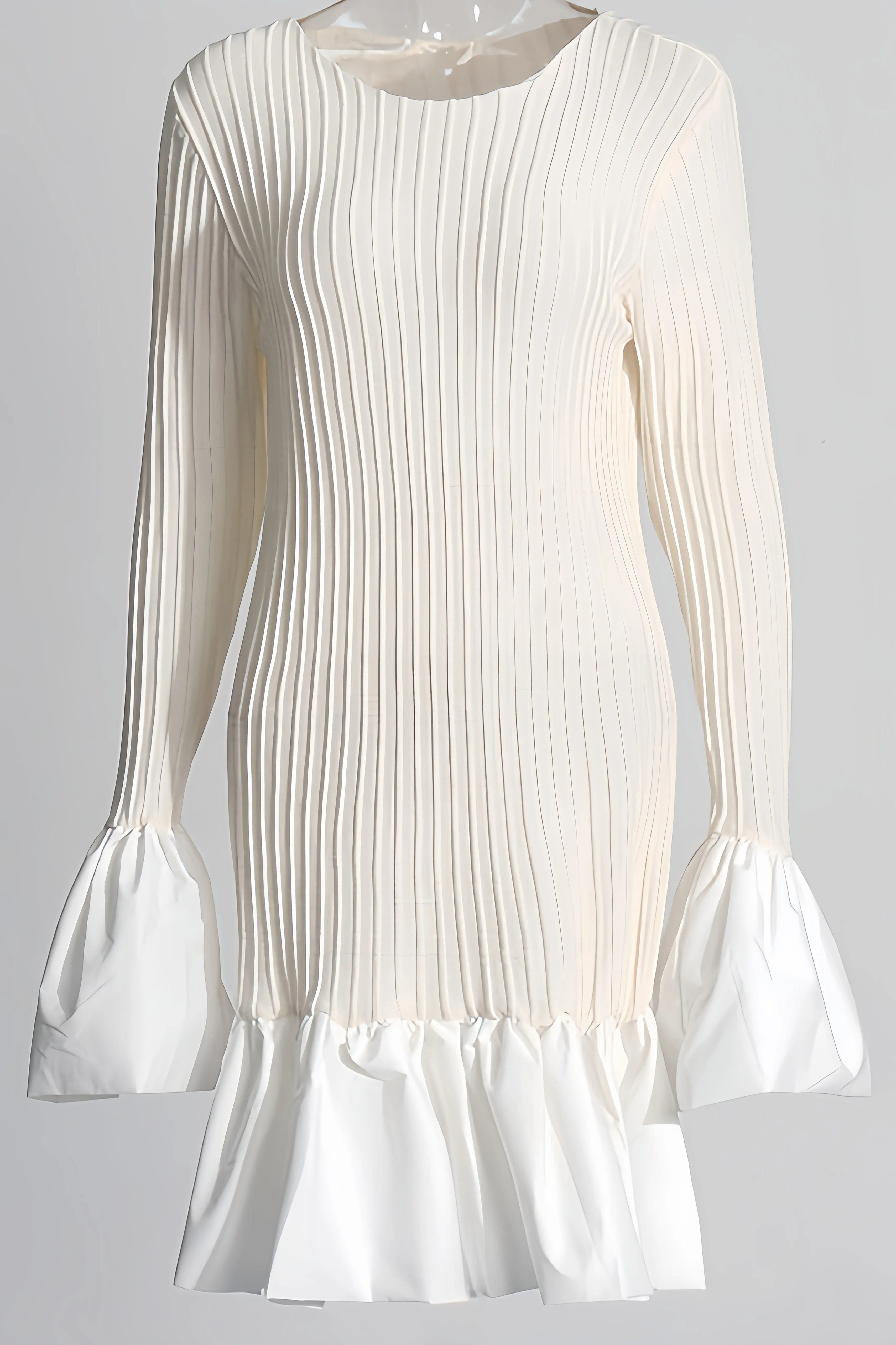 Clara Dames Elegante Geplooide Witte Jurk - Mini