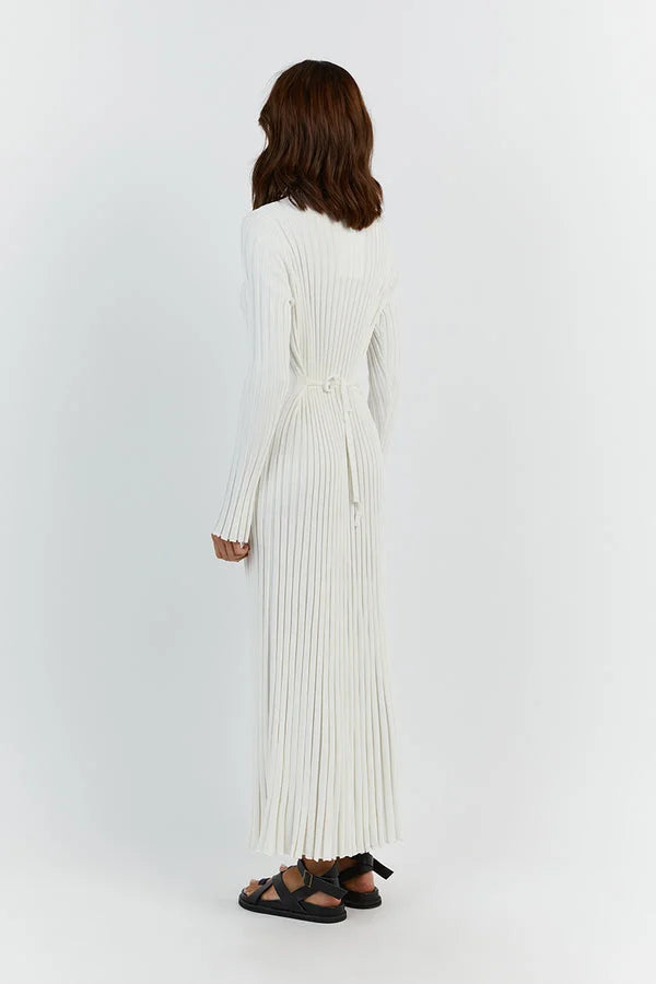 Camelia | Gebreide Maxi Jurk met Lange Mouwen
