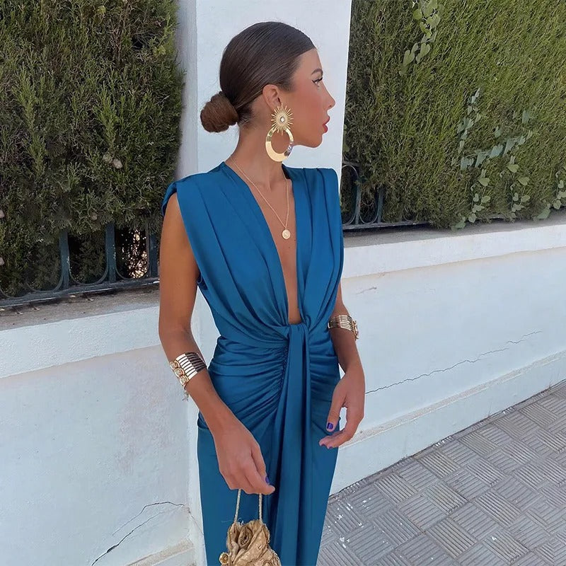 Darly | Elegante Draped Avondjurk met Split