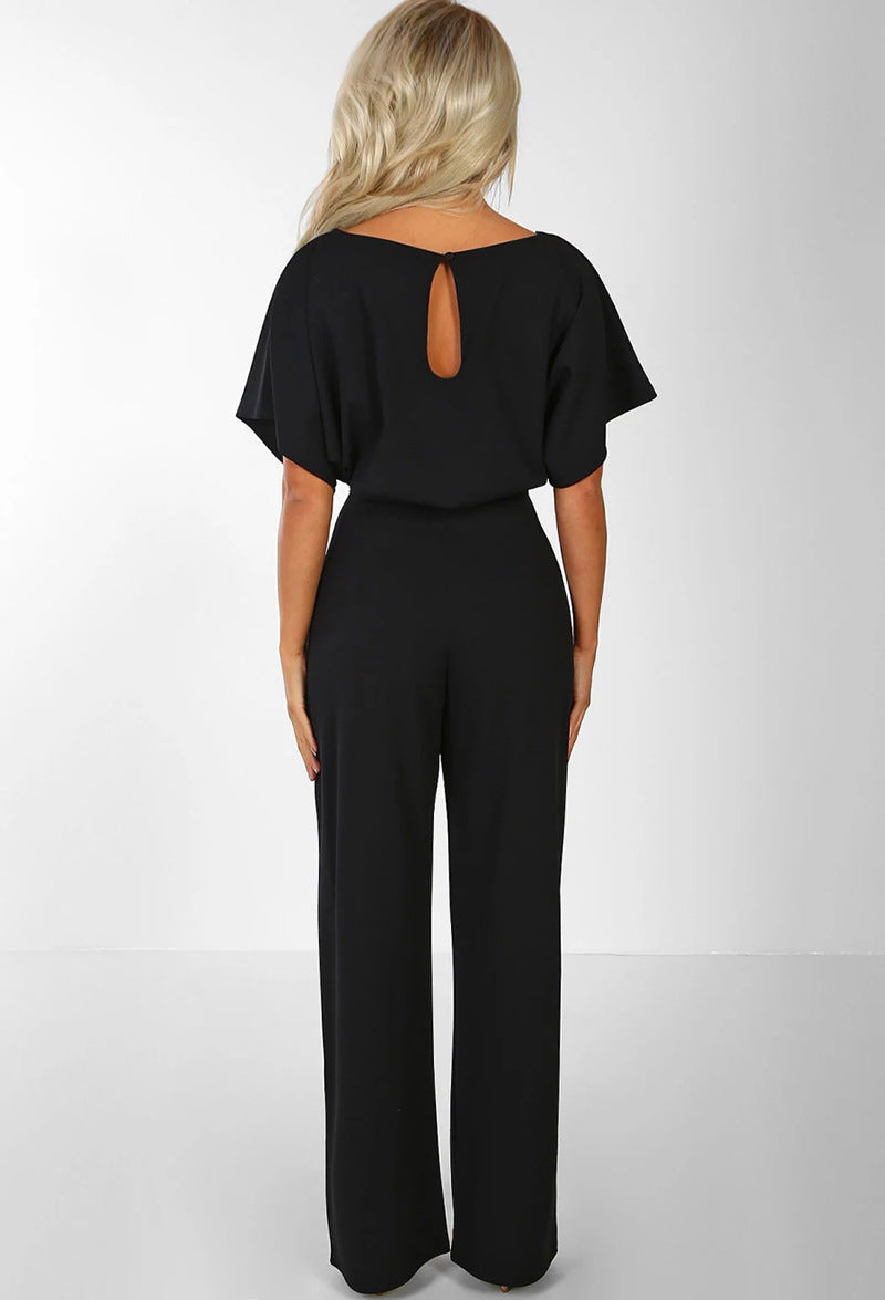 Comfortabele Dames Wide Leg Jumpsuit Met Tailleband