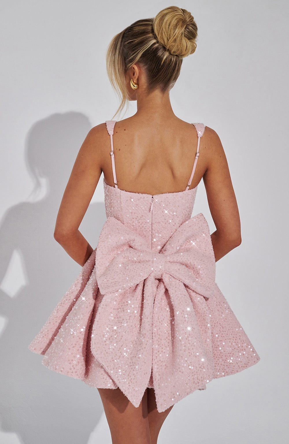 Feestjurk Met Pailletten En Grote Strik Mini Jurk Voor Dames