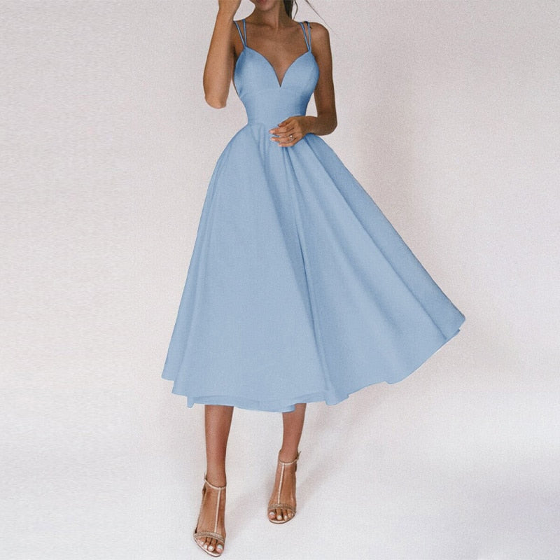 Ermina | Elegante Midi-Jurk met Spaghettibandjes