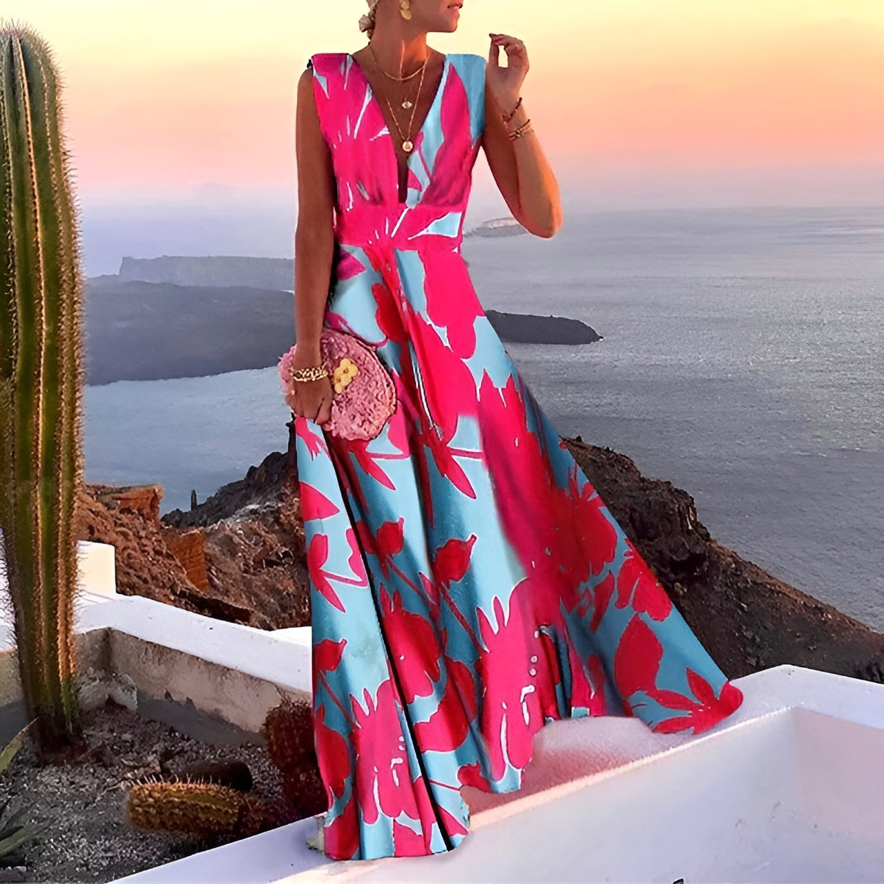 Luxe Dames Galajurk Maxi met V-hals en Mouwloos
