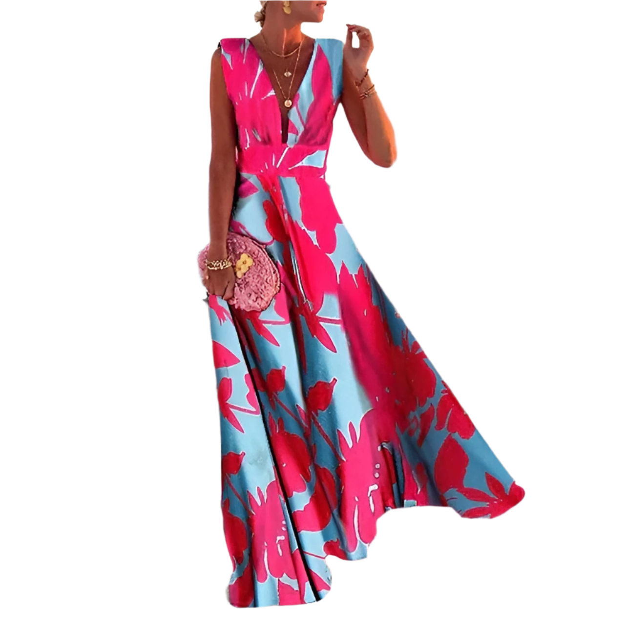 Luxe Dames Galajurk Maxi met V-hals en Mouwloos