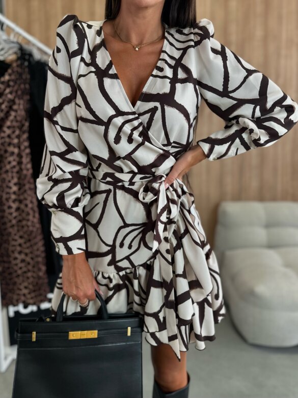 Party Mini Jurk Met Wikkelmodel En Lange Mouwen