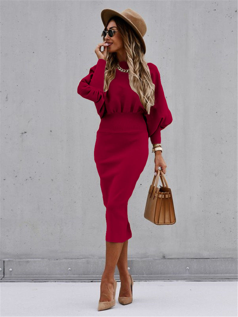 Jera | Chique Midi Jurk met Elegante Mouwen