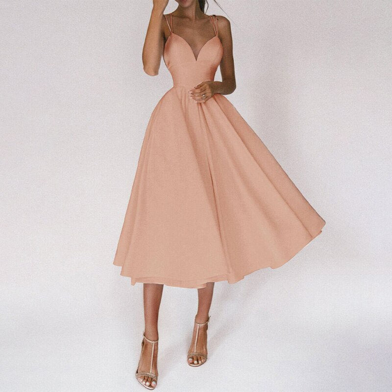 Ermina | Elegante Midi-Jurk met Spaghettibandjes