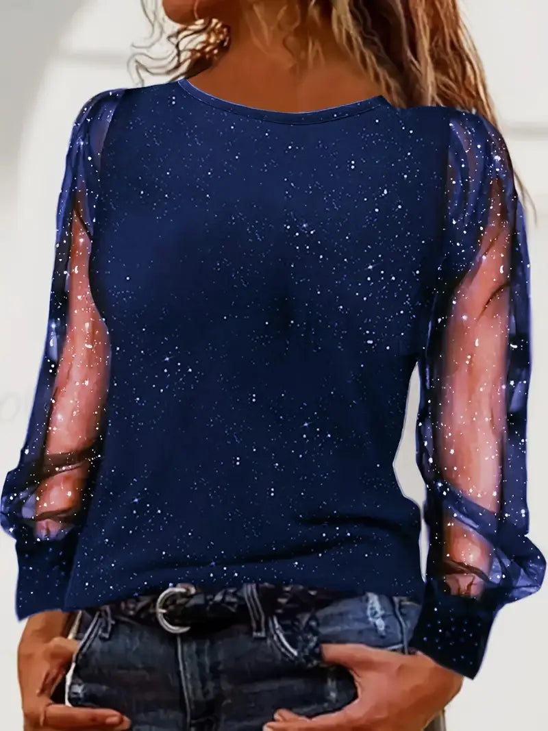 Amalia | Elegante Top met Glitter Mouwen